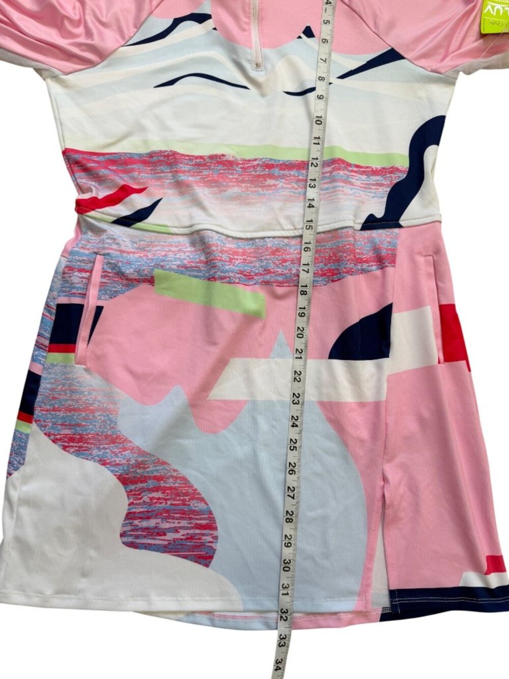 Lucky In Love Womens Size M Dress 1/4 Zip Pink Long Sleeve UV 50 Pickleball NEW - Picture 7 of 8
